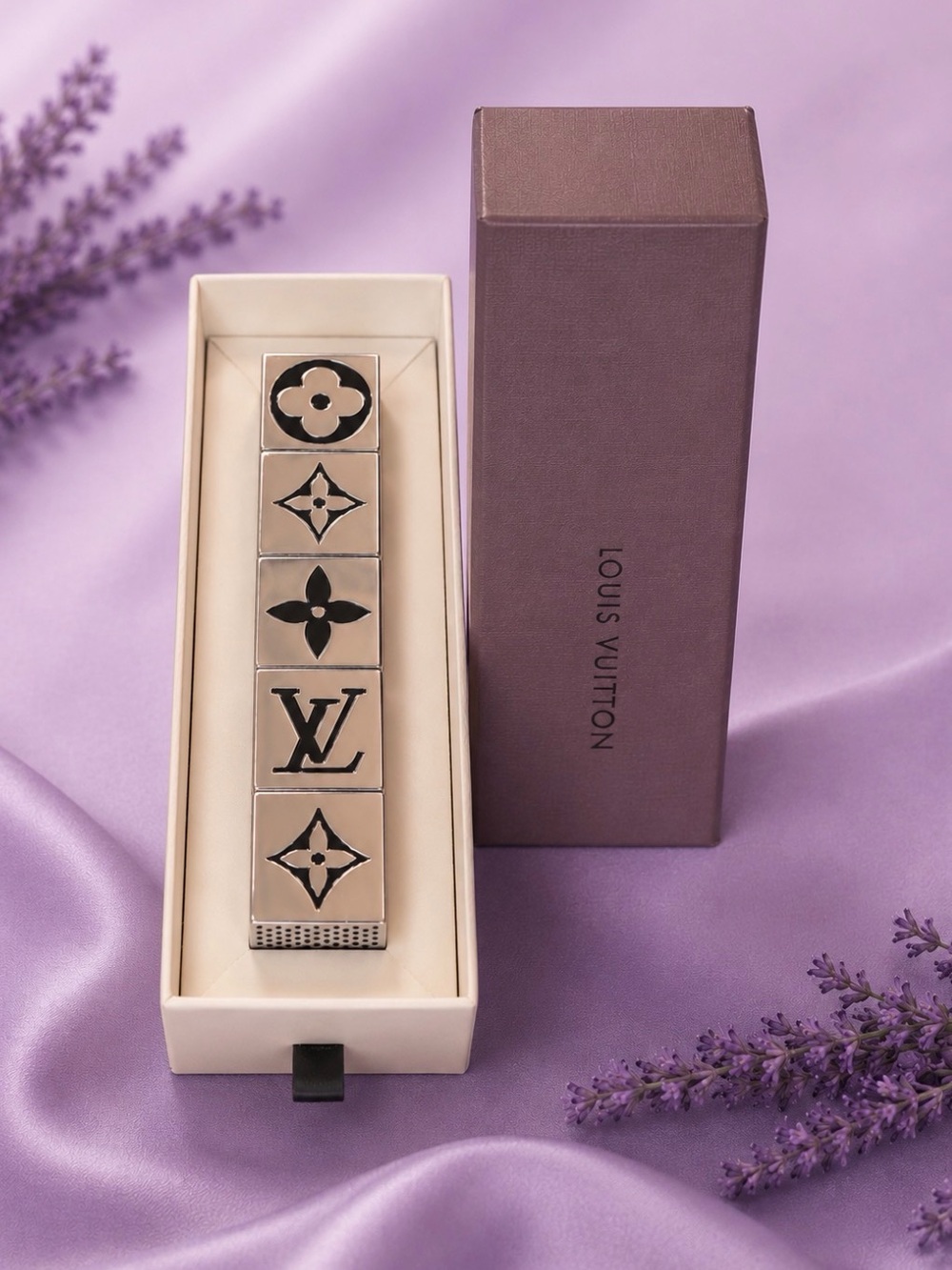 Louis Vuitton Collectible Monogram Magnetic Dice Cube Game in Silver